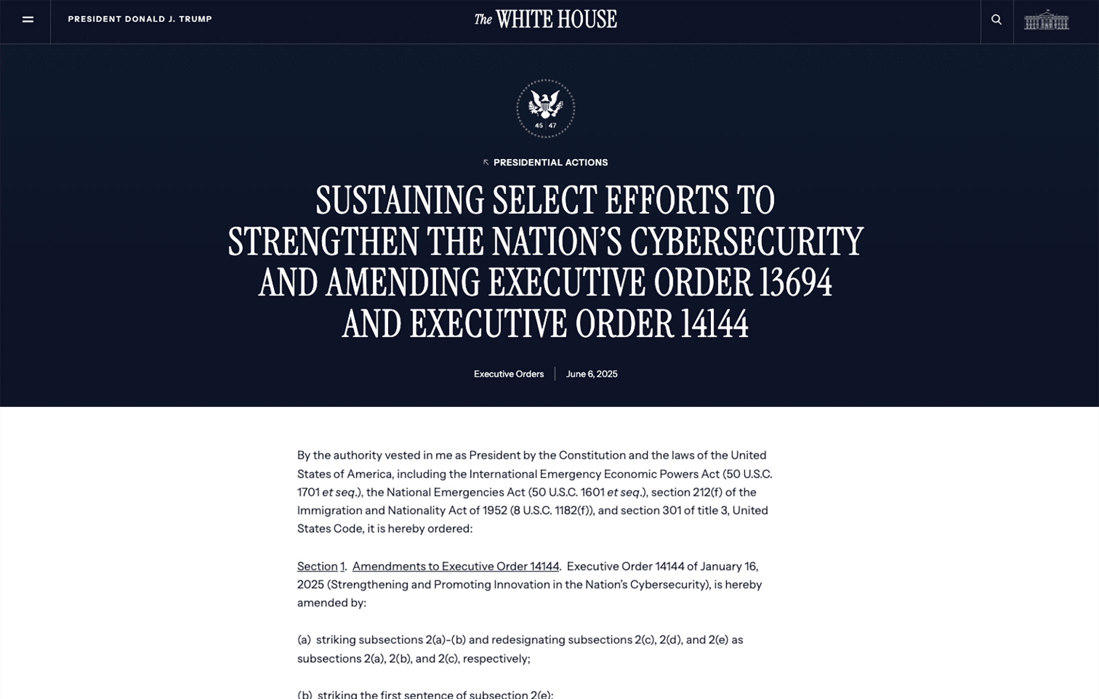 Cybersecurity Executive Order Quantum