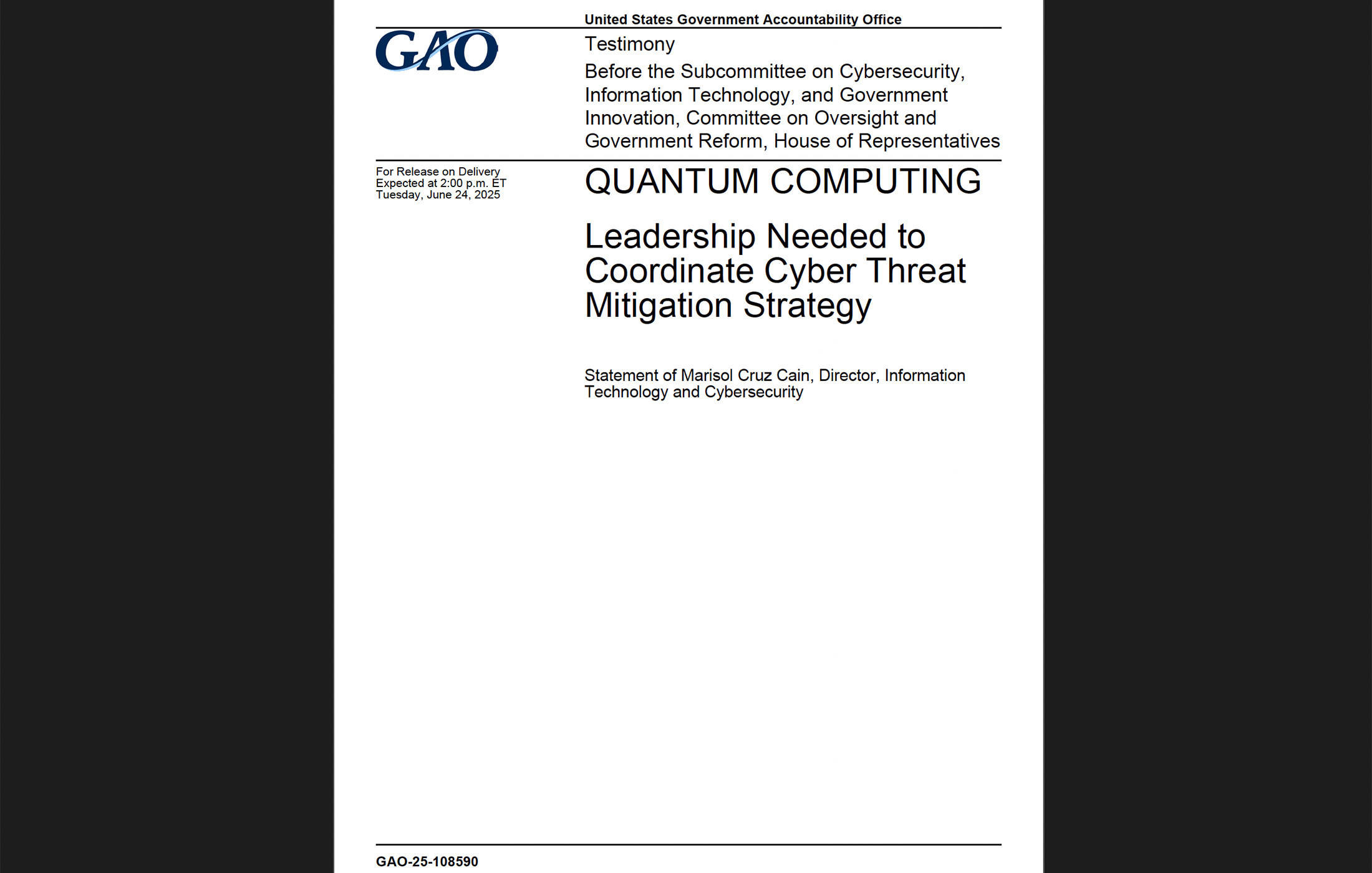 GAO Quantum Computing
