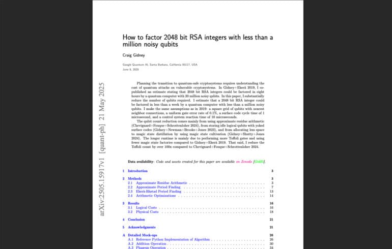 Quantum Breakthrough Slashes Qubit Needs for RSA-2048