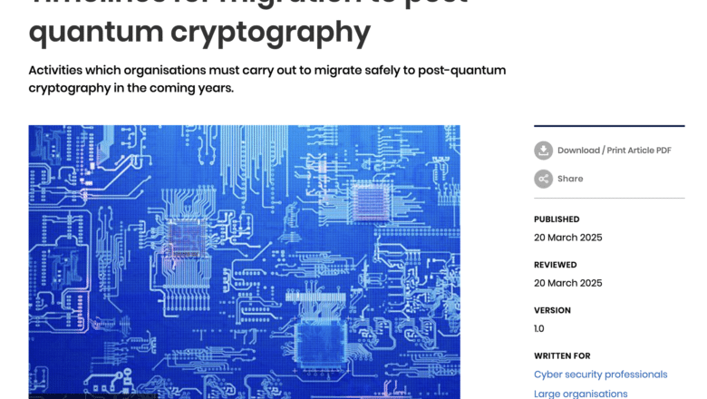 UK NCSC Timelines for migration to post-quantum cryptography