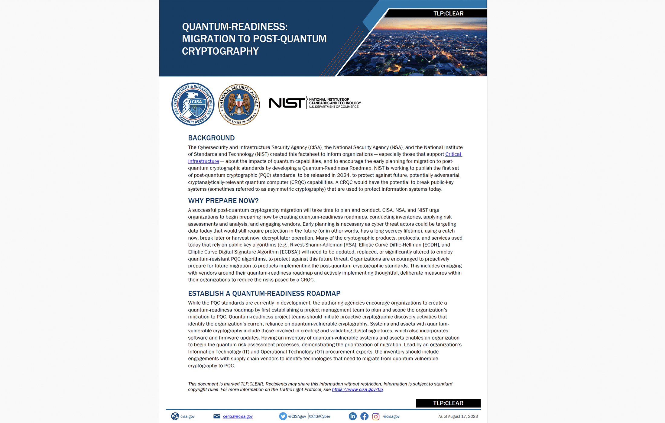 CISA Migration to PQC