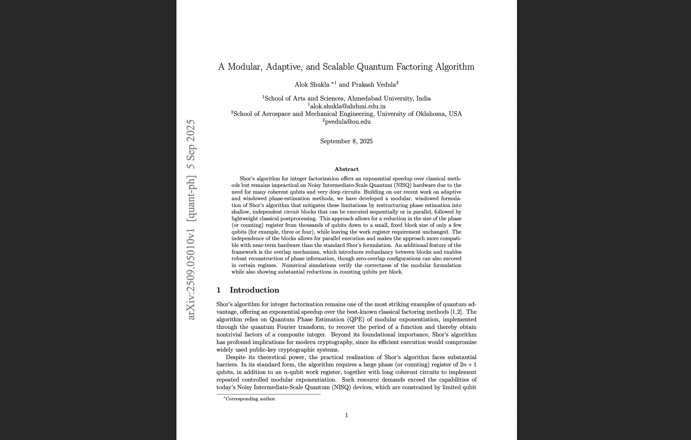 Modular Quantum Factoring