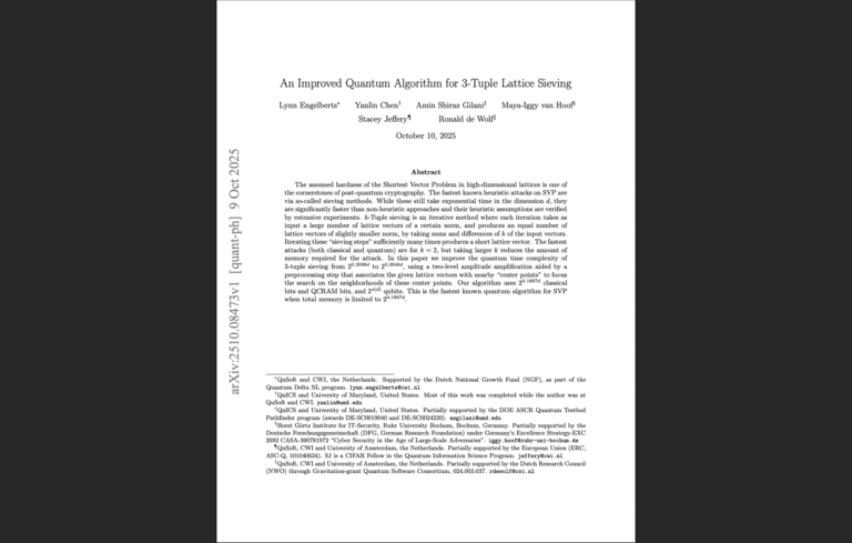 Quantum Sieving Breakthrough
