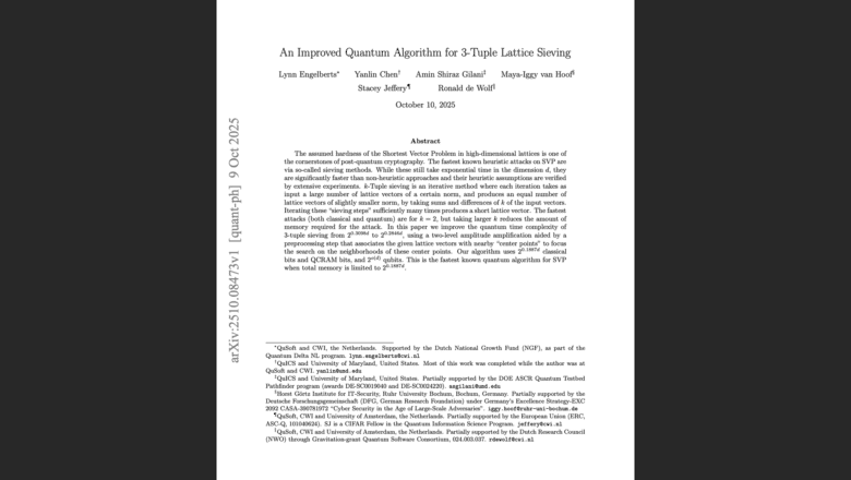 Quantum Sieving Breakthrough