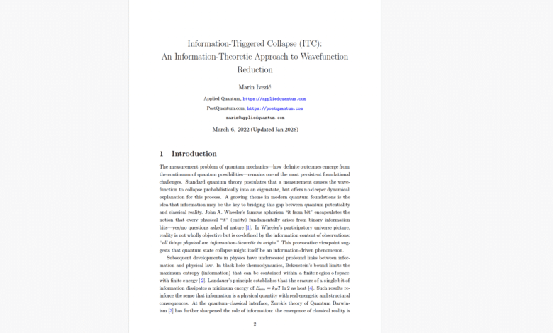 Information-Triggered Collapse (ITC) - An Information-Theoretic Approach to Wavefunction Reduction