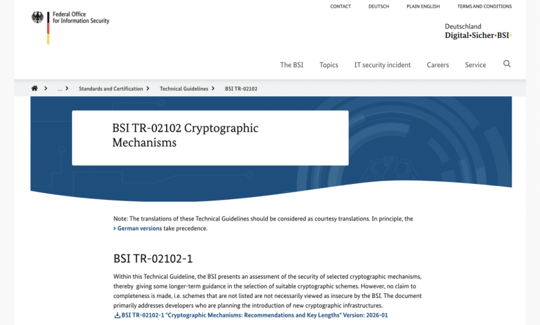 BSI TR-02102 Cryptographic Mechanisms