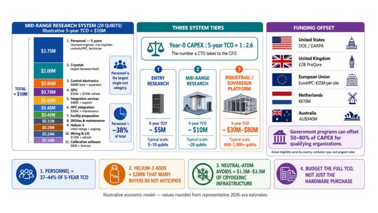 Cost of building a quantum computer. TCO