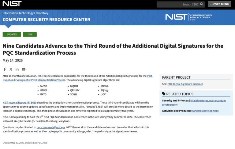 NIST PQC Signatures Third Round