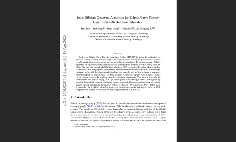 Space Efficient ECC Resource Estimate Quantum