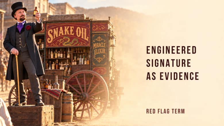 Quantum Snake Oil Engineered Signature as Evidence